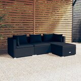 Maison Chic Seti vrtnega pohištva - Vrtna garnitura - Vrtni pohištvo set 4-delna z blazinami poli ratan črna, (21818004) | Shoptok.si