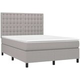  Krevet box spring s madracem LED svjetlosivi 140x190 cm tkanina | shoptok.hr