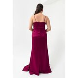 Lafaba Women's Plum Plus Size Long Satin Evening Dress & Prom Dress | shoptok.hr
