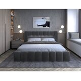 ELTAP Siva oblazinjena zakonska postelja s prostorom za shranjevanje z letvenim dnom 140x200 cm Lamica – | Shoptok.si