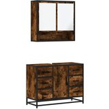 vidaXL 2-dijelni set kupaonskog namještaja dimljena boja hrasta drveni | shoptok.hr