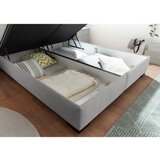 MID.YOU POSTELJA Z VZMETNICO 160 cm x 200 cm , tekstil, leseni material svetlo siva | Shoptok.si