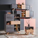 CARRYHOME nočna omarica, barve hrasta, temno siva | Shoptok.si