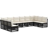 vidaXL Vrtna sedežna garnitura 10 pcs Črna poli ratan, (5000270305) Cene