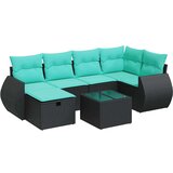 vidaXL Vrtna garnitura - 7-dijelni set vrtnih sofa od poliratana s jastucima crni - Crna sa spremištem 5 | shoptok.hr