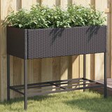  Vrtne sadilice s policom 2 kom crne 90 x 40 x 75 cm poliratan | shoptok.hr
