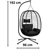  Viseća stolica jaje s jastucima Cocoon - crna | shoptok.hr