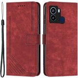 INORCO Za Tecno Pop 6 4G PU usnjena torbica za telefon na dotik s črtami in vtisnjenim pokrovom za stojalo za denarnico, (22036030) Cene