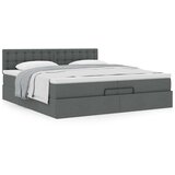 vidaXL Otomanski posteljni okvir z vzmetnico temno siv 200x200 cm | Shoptok.si