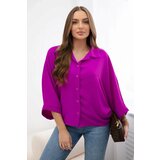 Kesi Oversized blouse with button fasteners in dark purple color Cene