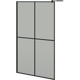 Pregrada za tuš s policom crna 118x190 cm staklo ESG i aluminij | Eponuda.ba