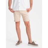 Ombre Men's denim classic shorts with rolled up leg - cream Cijene