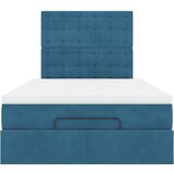 vidaXL Otomanski posteljni okvir z vzmetnicami moder 120x190cm žamet | Shoptok.si