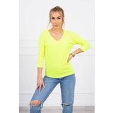 Kesi Yellow neon blouse with V-neck Cene