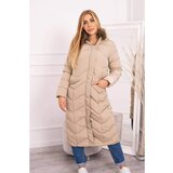 Kesi Quilted winter jacket with a hood beige Cene