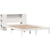 vidaXL Knjižna postelja brez vzmetnice bela 160x200 cm trdna borovina | Shoptok.si