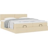  Otomanski okvir kreveta s madracima krem 200x200cm od tkanine | shoptok.hr