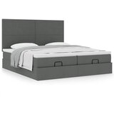 vidaXL Otomanski posteljni okvir z vzmetnicami siv 180x200 cm blago | Shoptok.si