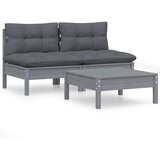 Maison Chic Seti vrtnega pohištva - Vrtna garnitura - Vrtni pohištvo set 3-delna z antracit blazinami borovina, (21809551) | Shoptok.si