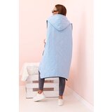 Kesi Włoski Women's quilted Plus Size vest with a hood zipped blue | shoptok.hr