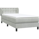 Box Spring krevet s madracem svijetlo sivi 90x220 cm baršun | shoptok.hr