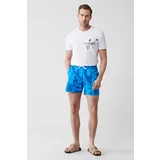 Avva Men's Green-Blue Quick Dry Printed Standard Size Swimwear Marine Shorts