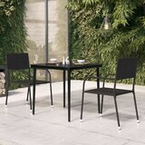  Vrtni blagovaonski stol crni 80 x 80 x 74 cm od čelika i stakla | shoptok.hr