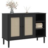  Komoda SENJA crna izgled ratana 112x40x80 cm masivna borovina | Eponuda.ba