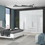 plakar P52A/PN - kolekcija piano - kristalno bela/kristalno bela hg lak - 232x226x60 cm