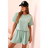 Kesi Włoski Women's cotton set with wide shorts dark mint | Shoptok.si