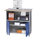 RAU Računalniška miza, s polico po celotni širini, antracitna kovinska / encijan modra RAL 5010 | Shoptok.si