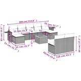  10-dijelni set vrtnih sofa s jastucima crni od poliratana Crna 62 x 62 x 69 cm | shoptok.hr