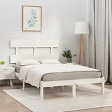 Maison Chic Posteljni okvir - Dvoposteljna postelja - Zakonska postelja bel iz trdnega lesa 160x200 cm-J3076, (21771751) | Shoptok.si