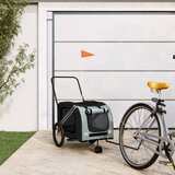 Prikolica za bicikl za ljubimce sivo-crna od tkanine i željeza | shoptok.hr