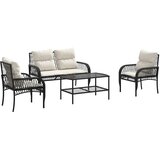  4-dijelni set vrtnih sofa od poliratana s jastucima crni | shoptok.hr