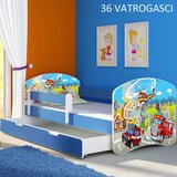  Dječji krevet ACMA s motivom, bočna plava + ladica 160x80 cm 36 Vatrogasci | shoptok.hr