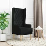  Stolica s visokim naslonom prošivena gumbima Crna Tkanina | shoptok.hr