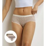 DIM LES POCKETS COTTON BOXER 3x - Women's cotton panties 3 pcs - light brown - cream Cene