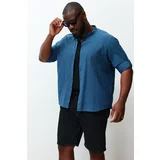 Trendyol Indigo Men's Regular Fit Comfortable High Collar Basic Large Size Shirt
