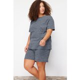 Trendyol Curve Gray Melange Crew Neck Knitted Pajama Set Cene