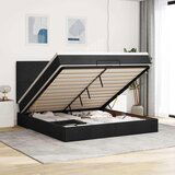 vidaXL Otomanski krevet s madracem i LED crni 160x200cm tkanine | shoptok.hr