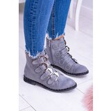 Boto Lu Boo Dark Grey Virginia Rock Star Boots Rivet Buckles Suede | ePonuda.com