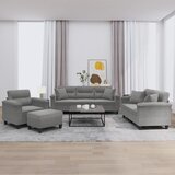  4-dijelni set sofa s jastucima tamnosivi od mikrovlakana | Eponuda.com