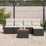vidaXL Vrtni kauč set Set od 6 Crna i krem Poli ratan Vrtni kauč | shoptok.hr