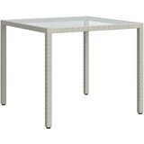  Vrtni stol 90x90x75 cm od kaljenog stakla i poliratana bijeli | shoptok.hr