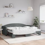 vidaXL Izvlečna dnevna postelja z vzmetnico tem. siva 90x200 cm blago Cene