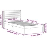  Krevetna konstrukcija Smeđa 90 x 200 cm Čvrsto borovo drvo | shoptok.hr