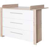 Roba Bela/v naravni barvi nizka otroška komoda v hrastovem dekorju s previjalnim pultom 112x98 cm – Cene