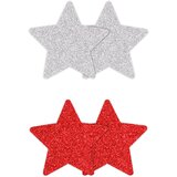 Ns Novelties Pretty Pasties Glitter Stars Red Silver 2 Pairs Cene