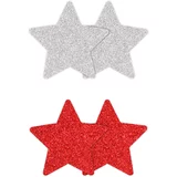 Ns Novelties Pretty Pasties Glitter Stars Red Silver 2 Pairs